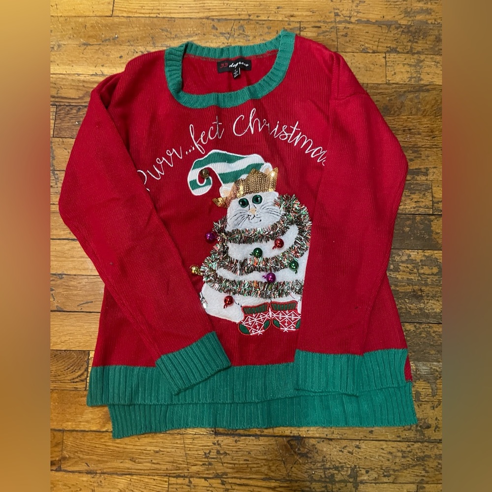 Christmas Ugly Cat Sweater.